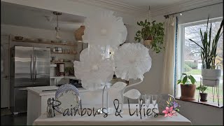 Rainbows \u0026 Lilies Standing White Giant Organza Flowers for Decoration