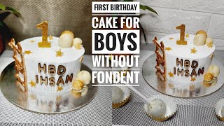 ഫോൺഡന്റ് ഇല്ലാത്ത ബർത്ത്ഡേ കേക്ക്|Boys Birthday Cake Idea Without Fondent|First Birthday Cake|Ummees