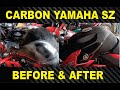 HOW TO INSTALL CARBON STICKER VINYL TO FUELTANK YAMAHA SZ