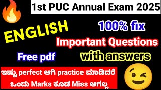 1st puc english important questions for annual exam 2025