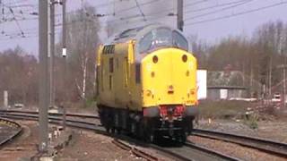 Network Rail's class 97 No. 97301 is seen departing York with 2tone horn and thrash 12.4.10.