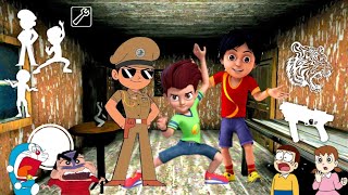 Little Singham, Kicko & Shiva Banke Kiya Car Escape in Granny With Doraemon And His Friends