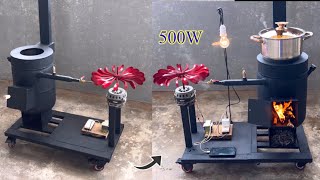 wood stove combined with free power station  / new creative ideas 2022