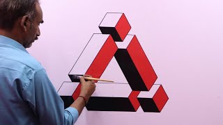 optical illusion 3d wall design  3d wall painting  3d wall decoration effect  interior design