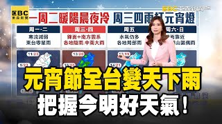 只有暖今明2天「元宵節全台變天下雨」！上周寒流強「台北10°C達34小時」