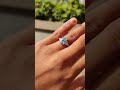 2.77 ct oval jubilee cut cyan blue moissanite engagement ring six prong ring