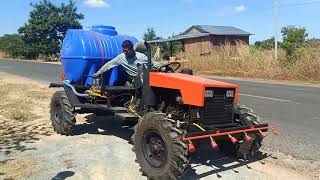 Home made Convertible into a tractor ឡានកែច្នៃបាញ់ថ្នាំបងប្អូនជួយsubscribe 0972222913