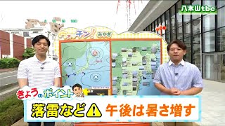 「夕方までは急な強い雨や落雷に注意！30度以上の真夏日となるところも」tbc気象台　25日