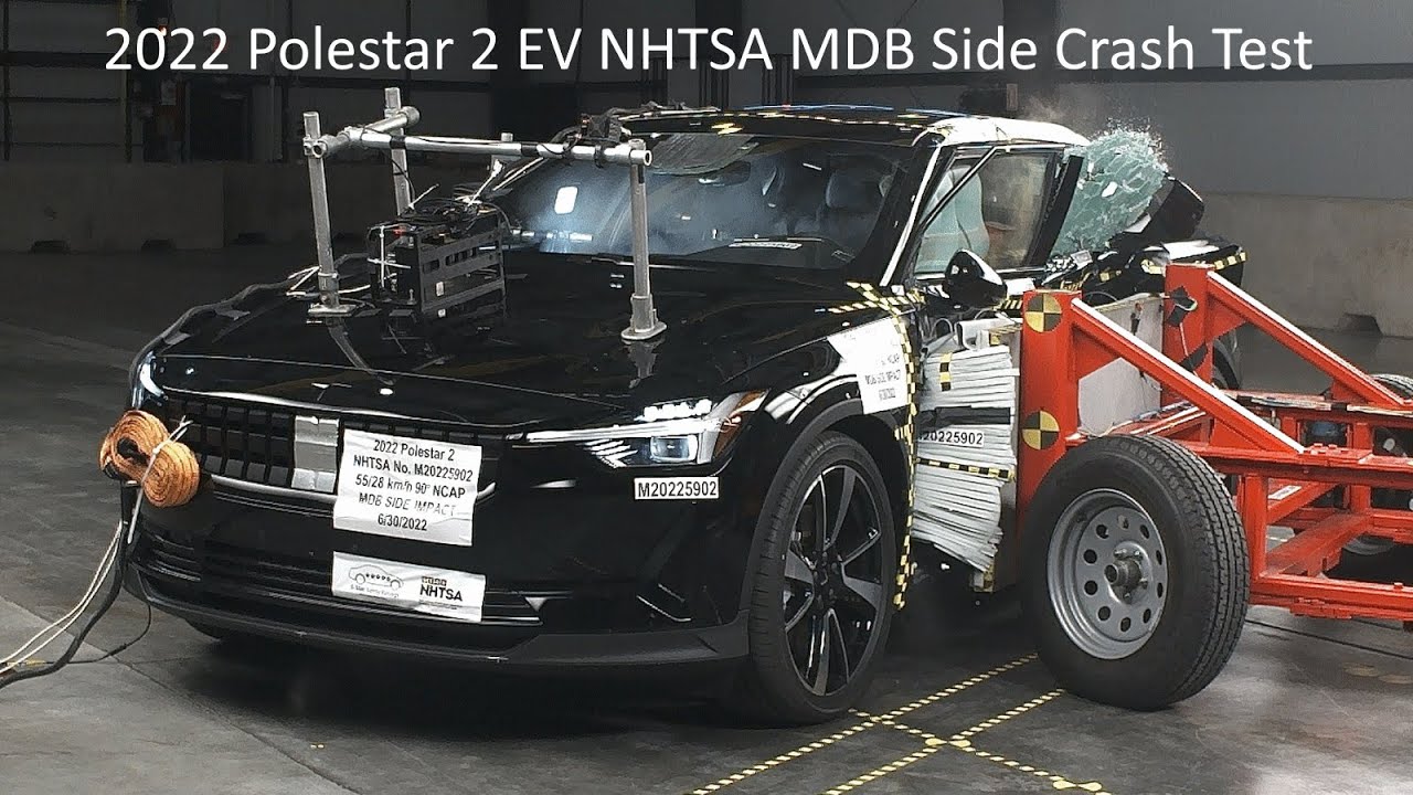 2021-2024 Polestar 2 EV NHTSA MDB Side Crash Test - YouTube