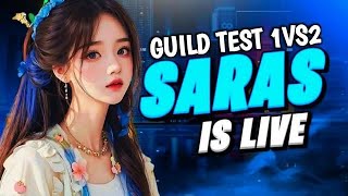 Free Fire live stream with SARAS 💓 1vs2 GUILD TEST 🥵💤 #garenafreefire #saraff #fflive