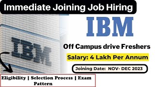 IBM Officially Hiring Started | IBM Immediate Recruitment freshers | Salary 4LPA | Job in IBM