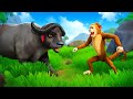 Crazy Monkey vs Innocent Buffalo: Hilarious Animal Antics | Funny Animated Cartoons