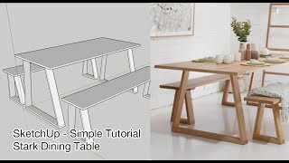 SketchUp simple tutorial - Stark dining table