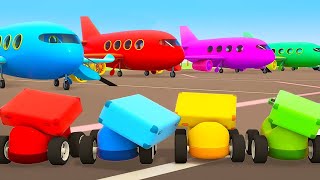 ¡A jugar con vehículos de servicio y aviones para niños! Dibujos animados de coches