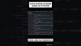 Rock Paper Scissor game using Python | #short #python