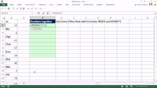 Excel Magic Trick 1142: Get Every Other Row with Formula: INDEX and ROWS*2