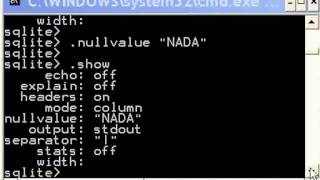 Sqlite3 Show, NullValue and Prompt commands