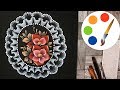 How to paint Lace  with flowers by a flat brush, decoration idea