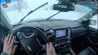 2017 Chevrolet Suburban POV Cold Start, Driving In Winter Storm Blair in 2WD (5.3-Liter V-8)