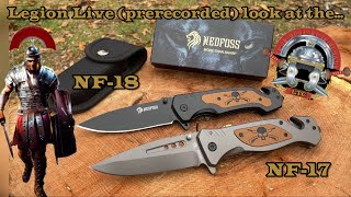 Legion live (premiere) look at two NedFoss folders.  NF-17, and NF-18! #knife #edcfixedblade #edc