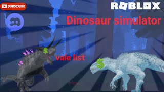 Roblox Dinosaur simulator Vale list ||february||