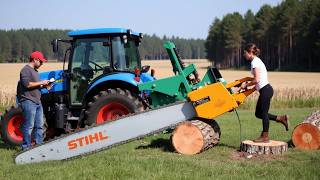 Fastest Automatic Firewood Processing Machine | Dangerous Big Chainsaw Cutting Tree machines ▶5