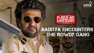 Darbar Movie Scene | Aaditya Encounters the Rowdy Gang |  Rajinikanth | Nayanthara | Lyca