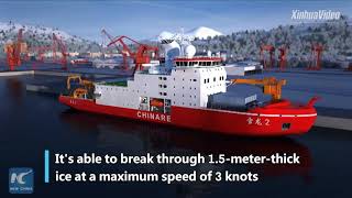 China's first home-built icebreaker launched into water