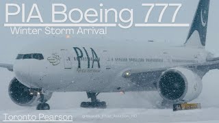 UP CLOSE PIA Boeing 777 In The Winter Storm At Toronto Pearson! #pakistan #pia #piatoronto #yyz