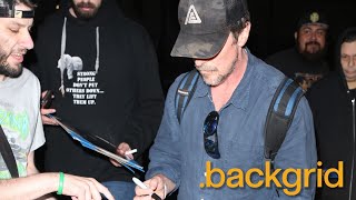 Christian Bale celebrated with a birthday song at LAX in Los Angeles, CA