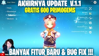 WOGH Banyak Fitur Baru & Gratis 600 Primogems Donk !!! Update V 1.1 - Genshin Impact