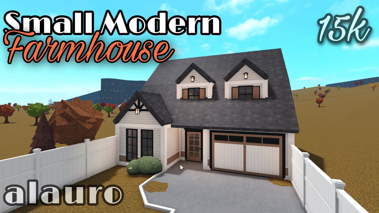 Small Modern Farmhouse Exterior 15k - Bloxburg Speed Build - YouTube