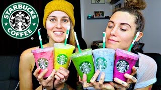 TASTING SECRET MENU STARBUCKS RAINBOW DRINKS! | Sam\u0026Alyssa