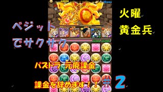 火曜ダンジョン　黄金兵　超地獄 ベジットパ　安定　さくさく　課金やめます＃２