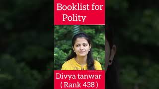 Booklist for polity | Divya tanwar rank (438) | #heavenlbsnaa
