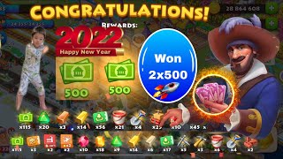 Township I won 2 times 500 tcash Pirate Treasure in total | Happy New Year Present