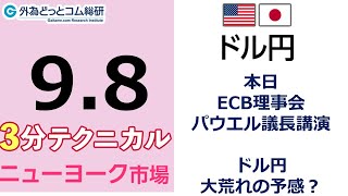 FX/為替予想  「ドル/円 、本日ECB理事会 、パウエル議長講演、  ドル円大荒れの予感？」見通しズバリ！3分テクニカル分析 ニューヨーク市場の見通し　2022年9月8日