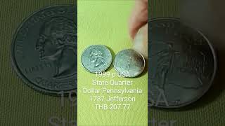 American coin money 1999p USA Quarter Dollar 1787 Pennsylvania        Jefferson THB 207.77