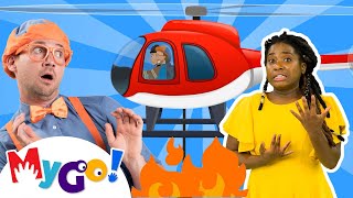 Firefighting Helicopter Song | MyGo! Sign Language For Kids | Blippi - Songs | ASL