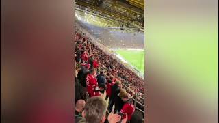 Bayern fans on party until Modeste scores