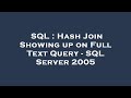 SQL : Hash Join Showing up on Full Text Query - SQL Server 2005