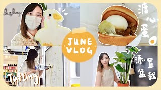 [JUN VLOG]試食Mos burger溏心蛋壽喜燒漢堡🍔/手殘黨的Tufting初體驗/幫studio添置盆栽/男友帶著8kg的啞鈴逛花墟😂 ft.bare | Dora 🕊