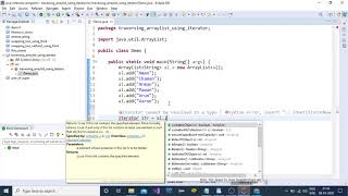 traversing arraylist using iterator