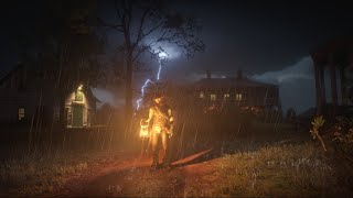 Arthur Morgan Walking in Rhodes Red Earth. Enjoying the Sound of Heavy Rain | RDR2 ASMR