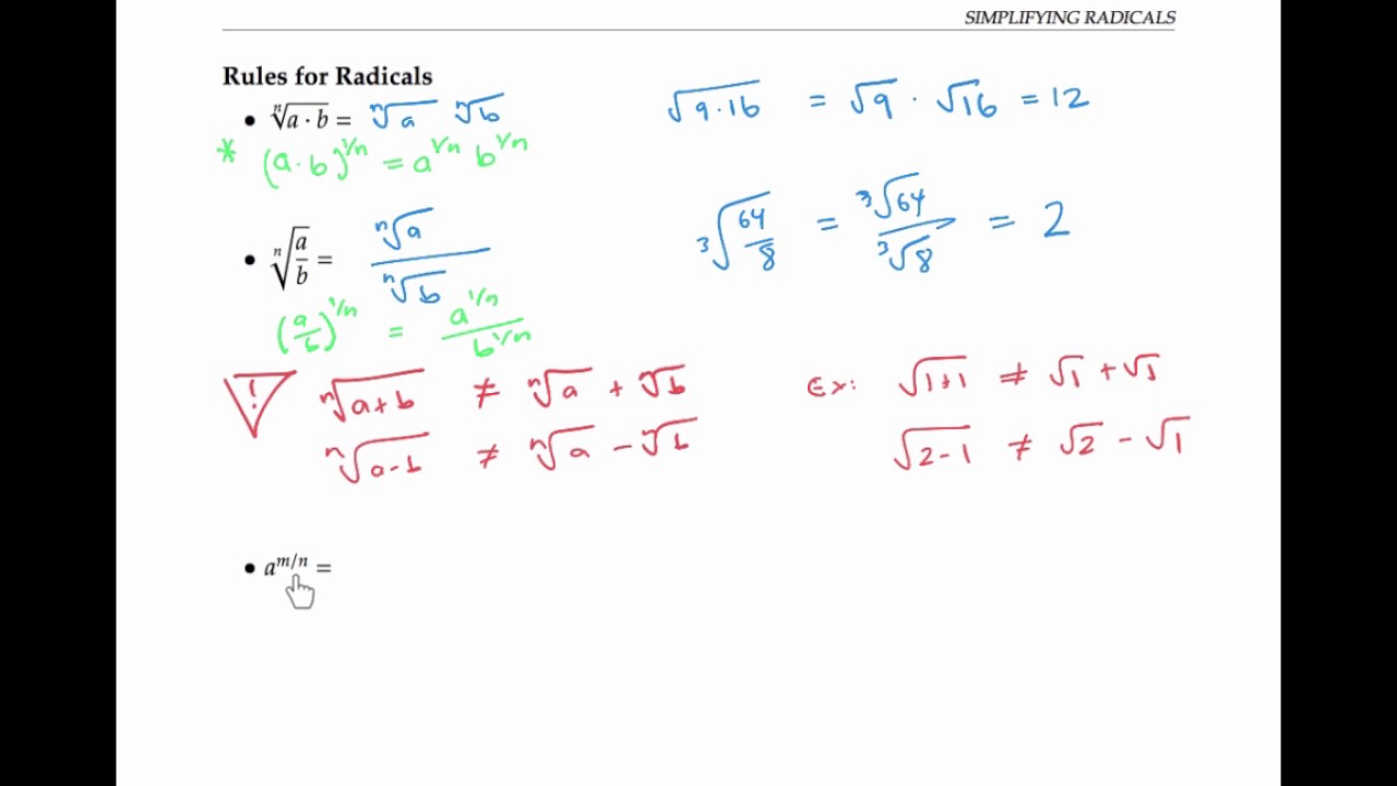 Simplifying Radicals - YouTube