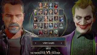 Mortal Kombat 11 Joker Vs Terminator T-800 Gameplay Very Hard Difficulty MK11