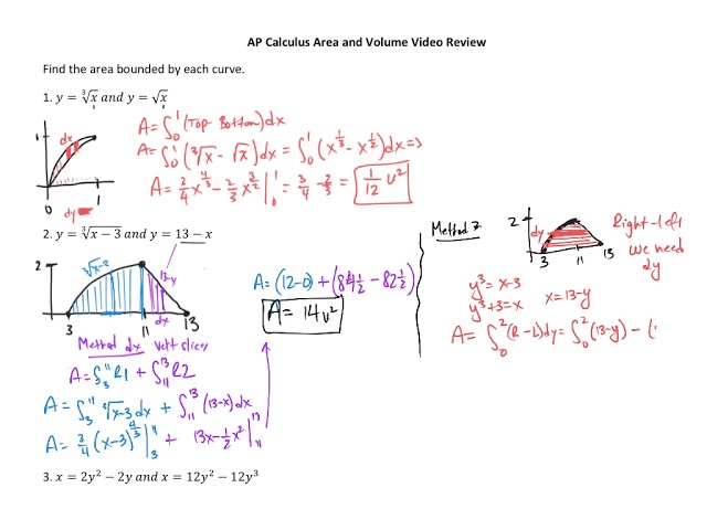 Calculus Worksheet On Area And Volume Applications Of Integral