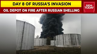 Oil Depot In Ukrainian City Chernihiv On Fire After Russian Shelling On Day 8 Of Russia-Ukraine War