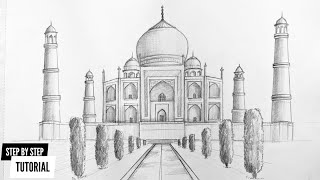 How To Draw Taj Mahal (ताजमहल कैसे बनाये) Full Detailed Step By Step Tutorial For Everyone