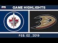 NHL Highlights | Ducks vs. Jets - Feb. 2, 2019